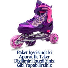 Profesyonel Melek Kanadı Işıklı Silikon Teker Ayarlanabilir Çocuk-Yetişkin Paten