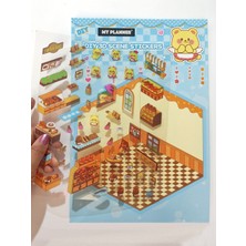 Pastane Fırın Izometrik Sticker Yapım Seti 3D Etiket Yapışkanlı Çıkartma - Panda (No:05)