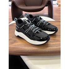 1100 Siyah Rugan Hakiki Deri Erkek Sneakers