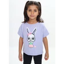 Toontoy Kız Çocuk Tavşan Baskılı Tişört