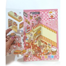 Hamburger Dükkanı Izometrik Sticker Yapım Seti 3D Etiket Yapışkanlı Çıkartma - Tavşan (No:03)