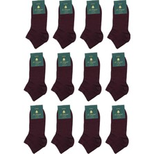 Bordo Düz Ultra Lüks 12'li Bambu Yarım Erkek Çorap CRP350