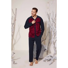 Erkek 8025 Erkek   V Yaka Boydan Düğmeli Pijama Takımı