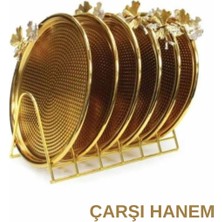 Çarşı Hanem 1 Adet Metal Tabaklık Gold Metal Organizer Tepsi Tabak Standı Bulaşıklık 6"lı