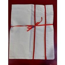 Gabardin Kumaş Nazar Boncuklu Bez Kese Bağ Detaylı El Yapım 39X30CM 1 Adet