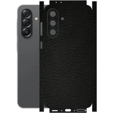 Samsung Galaxy A56 ile Uyumlu Deri Desenli Siyah Arka Kaplama(Kılıf Değildir!)