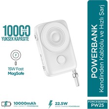 Phixi Force PW25 10000mAh 22.5W Kendinden Kablolu MagSafe Powerbank - Kablosuz Mini Şarj Cihazı - Dijital Ekran - Taşınabilir Şarj Cihazı
