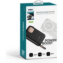 Phixi Force PW25 10000mAh 22.5W Kendinden Kablolu MagSafe Powerbank - Kablosuz Mini Şarj Cihazı - Dijital Ekran - Taşınabilir Şarj Cihazı
