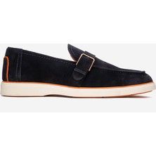 Dericlub Erkek Hafif Tabanlı Toka Detaylı Loafer Gerçek Süet Deri Cr 2406 Lacivert