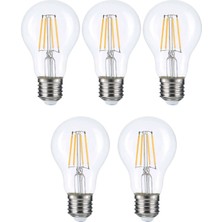 5 Adet LED Ampul 3000K E27 ( Gün Işığı ) ( A60 )