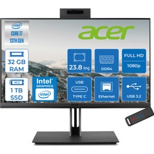 Acer Veriton 4000 VZ4714GT Intel Core I7 13700 32GB Ram 1tb SSD Freedos UHD Graphics 23.8" Yükseklik Ayarı, Pivot, Vesa Desteği Fullhd All In One Bilgisayar DQR03EM00GF18 + Zetta Flash Bellek