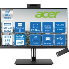 Acer Veriton 4000 VZ4714GT Intel Core I7 13700 40GB Ram 2tb SSD Windows 11 Pro UHD Graphics 23.8" Yükseklik Ayarı, Pivot, Vesa Desteği Fullhd All In One Bilgisayar DQR03EM00GP24 + Zetta Flash Bellek