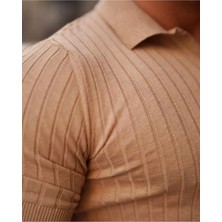 Erkek Fitilli Polo Yaka Triko T-Shirt