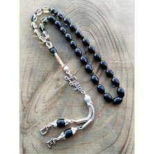 Babalar Günü Hediyesi Gümüş Isimli Sıkma Kehribar Tesbih