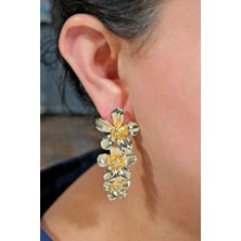 Kadın Çiçek Model Küpe Gold