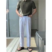 Haki Erkek Fitilli Polo Yaka Triko T-Shirt