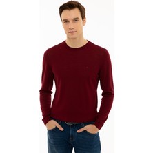 Cacharel Erkek Bordo Slim Fit Bisiklet Yaka Basic Triko Kazak 50227052-VR014