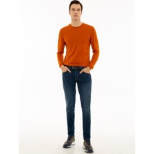 Cacharel Erkek Turuncu Slim Fit Bisiklet Yaka Basic Triko Kazak 50227052-VR051