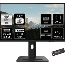 Msı Modern AM273QP Aı Intel Core Ultra 5 125H 24GB 4tb SSD 27" Wqhd 100Hz Fdos All In One Bilgisayar & Per4 USB Bellek 1UM076XTRP315