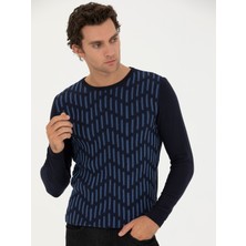 Cacharel Erkek Lacivert Slim Fit %100 Pamuk Bisiklet Yaka Triko Kazak 50234952-VR033