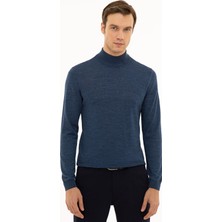 Cacharel Erkek İndigo Slim Fit Yarım Balıkçı Basic Triko Kazak 50229754-VR028