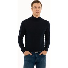 Cacharel Erkek Lacivert Slim Fit Yarım Balıkçı Basic Triko Kazak 50229754-VR033