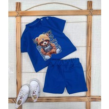 9-12-18-24 Ay Dansçı Ayıcık Baskılı Şortlu Kısa Kollu Tişört 2li Erkek Bebek Takımı