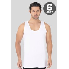 Arma Yıldız 6'lı Paket Beyaz Erkek Atlet %100 Pamuklu Penye, Nefes Alabilir İç Giyim