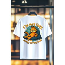 Book OrBook IM not Lazy Garf %100 Pamuk Premium Kalite Sırt Baskılı T-Shirt