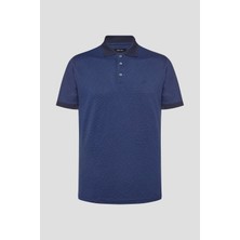 Sabri Özel Erkek Lacivert Polo Yaka Desenli Kısa Kollu T-Shirt