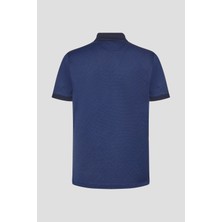 Sabri Özel Erkek Lacivert Polo Yaka Desenli Kısa Kollu T-Shirt