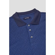 Sabri Özel Erkek Lacivert Polo Yaka Desenli Kısa Kollu T-Shirt