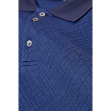 Sabri Özel Erkek Lacivert Polo Yaka Desenli Kısa Kollu T-Shirt