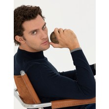 Cacharel Erkek Lacivert Slim Fit Yarım Balıkçı Basic Triko Kazak 50245057-VR033