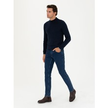Cacharel Erkek Lacivert Slim Fit Yarım Balıkçı Basic Triko Kazak 50245057-VR033