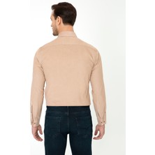 Cacharel Erkek Bej Slim Fit Uzun Kollu Gömlek 50245389-VR011