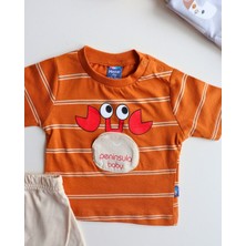 Eğlenceli Tasarım Desenli Yazlık Rahat Şortlu Erkek Bebek Takım