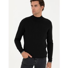 Cacharel Erkek Siyah Slim Fit Yarım Balıkçı Basic Triko Kazak 50245057-VR046