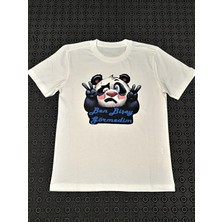 Muzip Panda Baskılı Pamuklu Unisex Çocuk Tişörtü