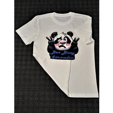 Muzip Panda Baskılı Pamuklu Unisex Çocuk Tişörtü