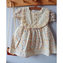 Çıtır Çiçek Desenli Vintage Astarlı ve Tütülü Kız Bebek Elbisesi