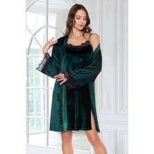 Flz 32-70  Bayan Kadife Sabahlık ve Gecelik Takım