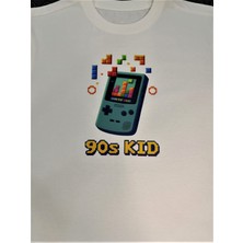 Retro Gameboy Baskılı Pamuklu Unisex Çocuk Tişörtü