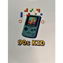 Retro Gameboy Baskılı Pamuklu Unisex Çocuk Tişörtü