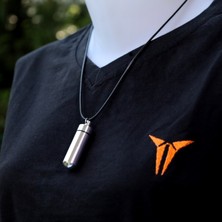 Dilek Kolyesi  Dua Not Kül Muska Saklama Kapsül Paslanmaz Alüminyum Kolye 50 CM Siyah Deri Kayış