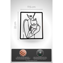 Kadın ve Kedi Silüetli Tek Çizgi Duvar Dekoru | Minimalist Modern Çerçeve Tasarım
