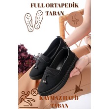 Slipcat Kadın Anne Ortopedik Terletmez Püsküllü  Kaymaz Ayakkabı Babet