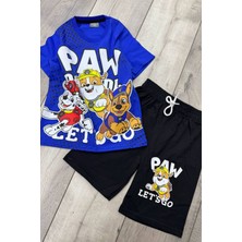 Paw Patrol Baskılı Mavi Tişört ve Siyah Şort Yazlık Çocuk Takım