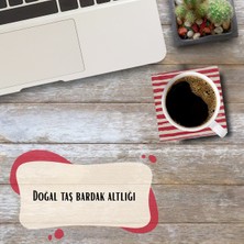 Renkli Çizgili Taş Bardak Altlığı- 4’lü Set