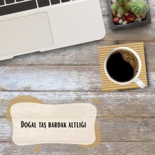 Renkli Ince Çizgili Taş Bardak Altlığı – 4’lü Set